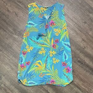 beachlunchlounge Tropical Floral Dress - Blue and Yellow